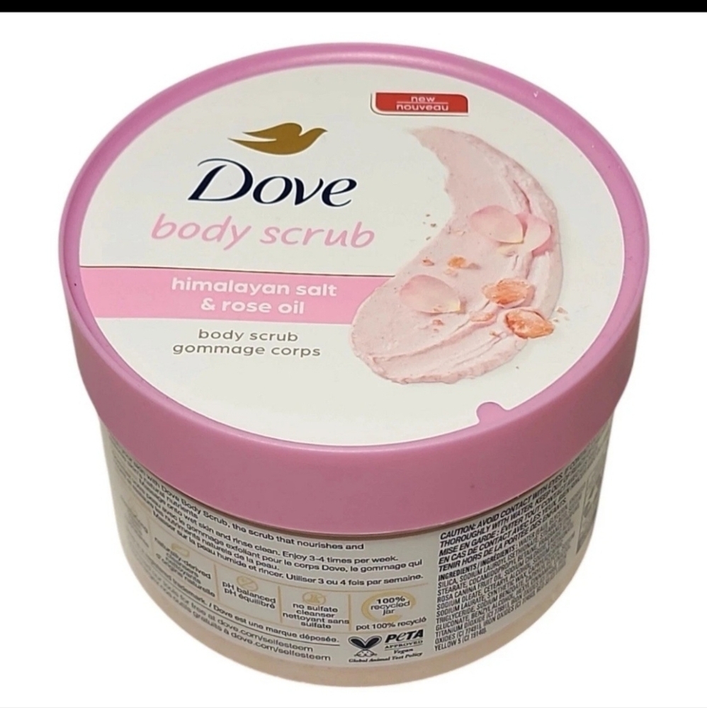 Dove Exfoliating Body Scrub Himalayan Salt And Rose Oil 10.5 oz New - Picture 2 of 5